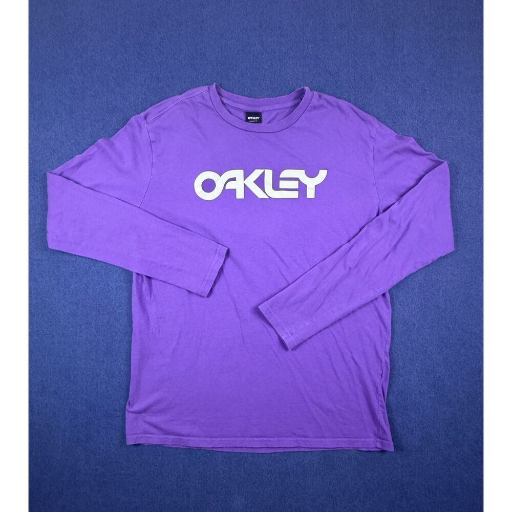 Oakley Men’s XL Purple Long Sleeve Logo T Shirt Regular Fit Spellout